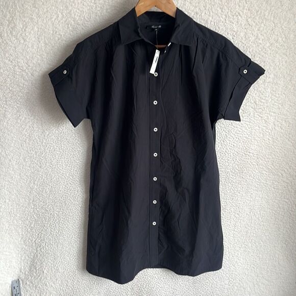 Madewell‎ Collared Button-Front Mini Shirtdress Womens XS Black - Picture 2 of 11